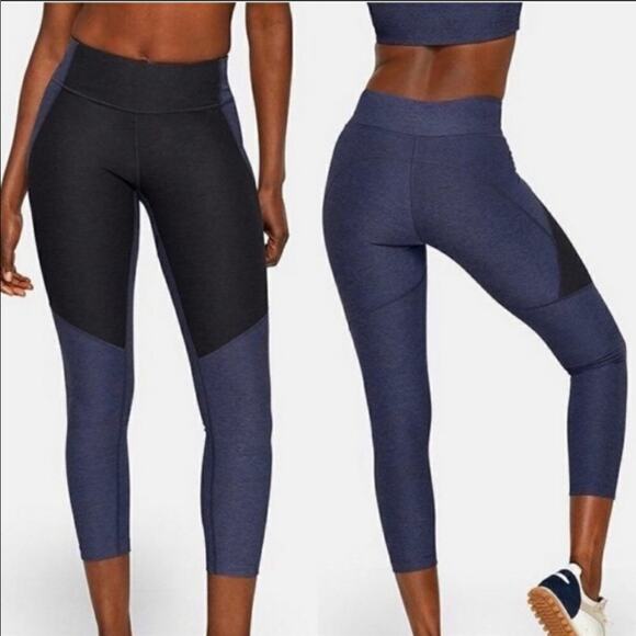 Outdoor Voices Two Tone Warmup Crop Leggings in Blue Size XS - Picture 1 of 15